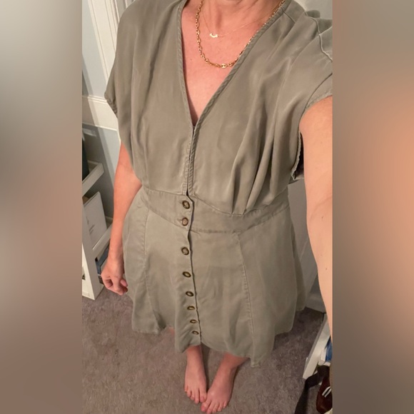 Quince Olive Green Mini Dress - Picture 1 of 10
